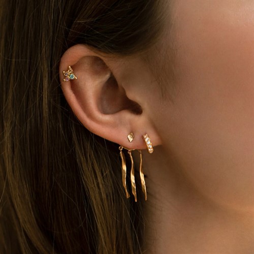 Stine A lille creol guld zirkoner_tres petit creol with white stine earring gold